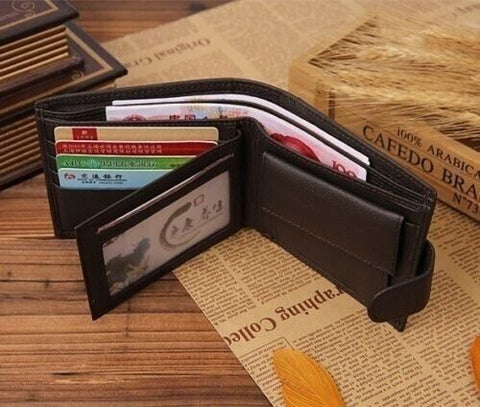 Mens Black Leather Bifold Wallet-MF00724-Veeddydropshipping