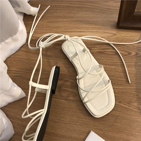 Sexy Flat Casual Cross-Tie Open Toe Fairy Style Narrow-BS00894-Veeddydropshipping