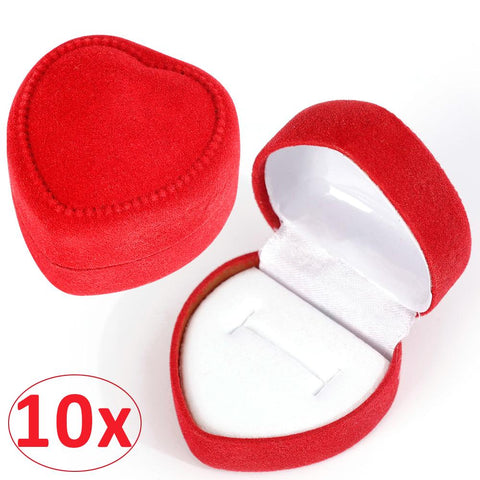 1-10pcs Ring Box Red Heart Shaped Jewelry Box  Display-JW01732-Veeddydropshipping