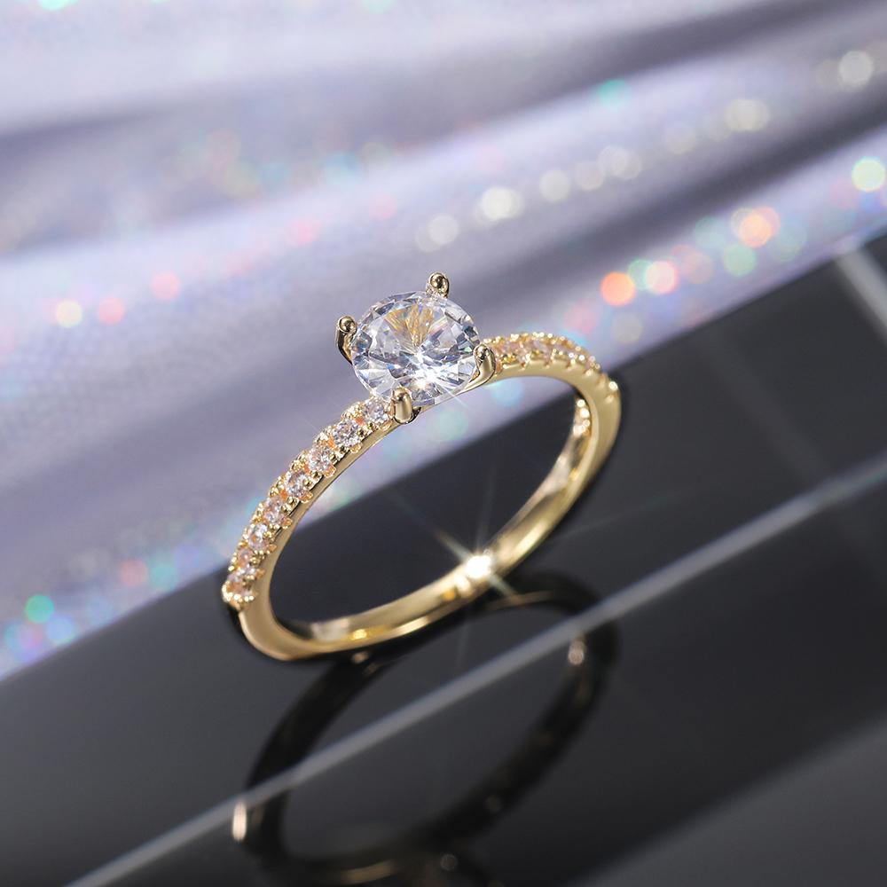 Round Zirconia Luxury Engagement Rings Elegant Jewelry  -JW00580-Veeddydropshipping
