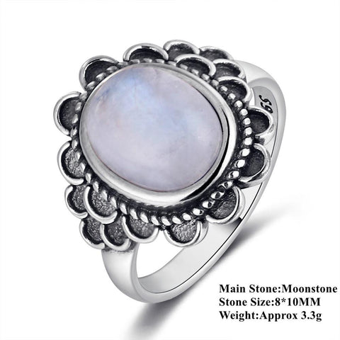 Natural Moonstone For Men Women 925 Sterling Silver Jewelry Ring -JW00057-Veeddydropshipping