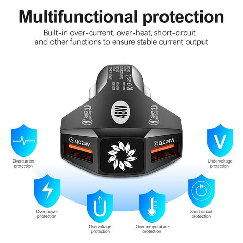 48W 2 Ports Car Charger Quick Charge 3.0 4.0 Mobile Phone Charger-PA01123-Veeddydropshipping