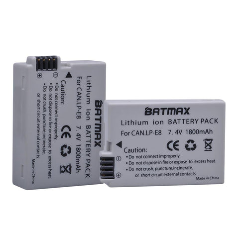 2Pcs 1800mah LP-E8 LPE8 LP E8 Battery Batterie AKKU + LCD Dual Charger -CE00392-Veeddydropshipping