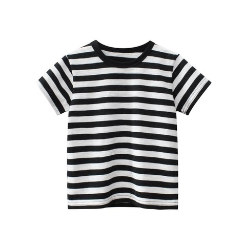 Black White Stripe 2-10T Summer Kids T-Shirts Short Sleeve Tees Children-TB01109-Veeddydropshipping
