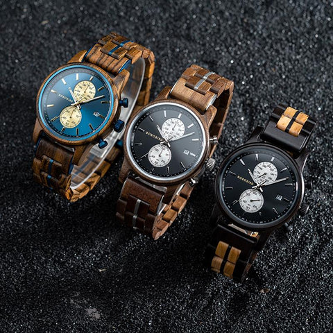 Watch Men Quartz Watches Engraved Wooden Chronograph Wristwatch-JW00766-Veeddydropshipping