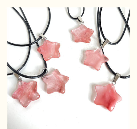 Natural Stone Rose Quartz Star Pendant Necklace for Women -JW01340-Veeddydropshipping