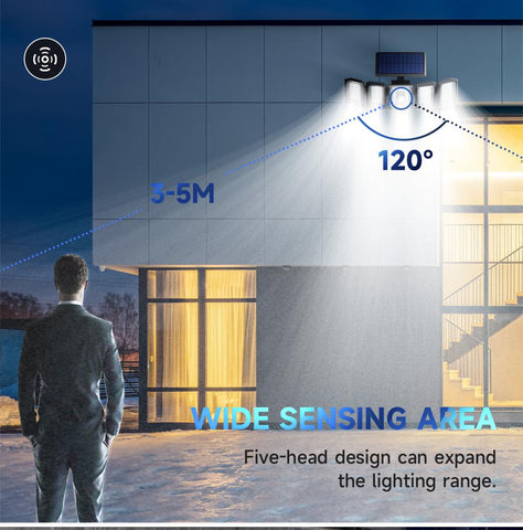 5 Heads Solar 300 LED Light Outdoor Motion Sensor Waterproof Wide-angle-TI00828-Veeddydropshipping