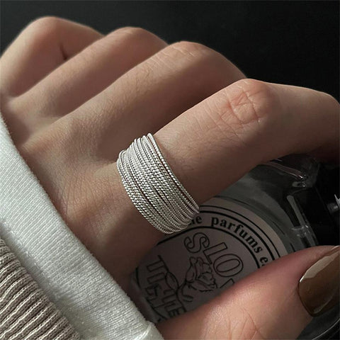 Silver Color Twist Lines Open Rings For Women Minimalist  Rings Jewelry-JW01408-Veeddydropshipping