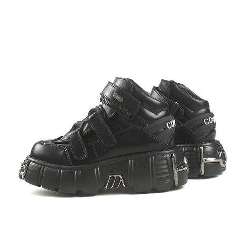 Women 2023 New Dark Punk Leather Shoes Metal Niche Low-BS01031-Veeddydropshipping