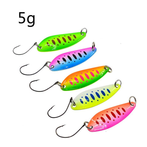 5pcs a bag Hard metal fishing spoon bait , &quot;S&quot;shape colorfull -OS00516-Veeddydropshipping
