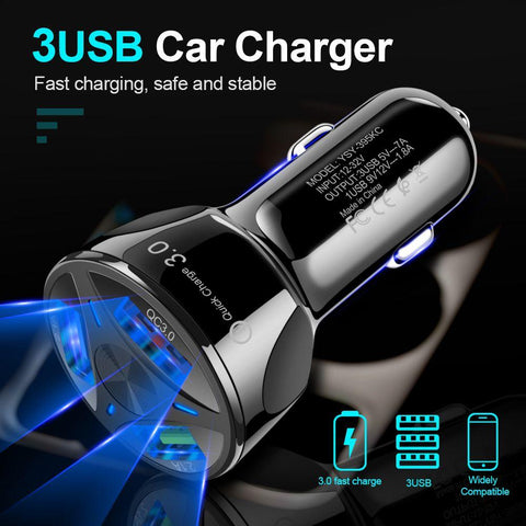 New 3-Port USB Car Charger Adapter LED Display-PA01169-Veeddydropshipping