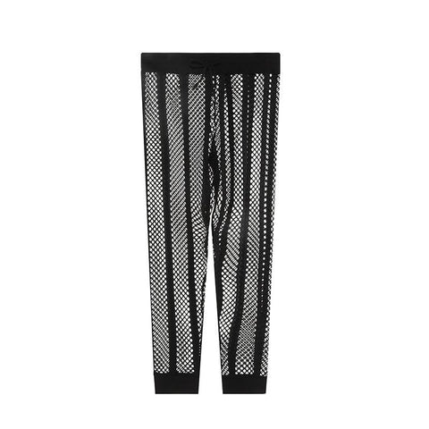 Through Stretch Elastic Casual Trousers Pants Sheer Mesh Loose Soft-MF01592-Veeddydropshipping