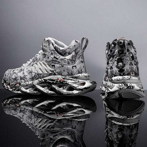 Graffiti Shoes 45 High Top Sneakers 46 Basketball Shoes-BS01410-Veeddydropshipping