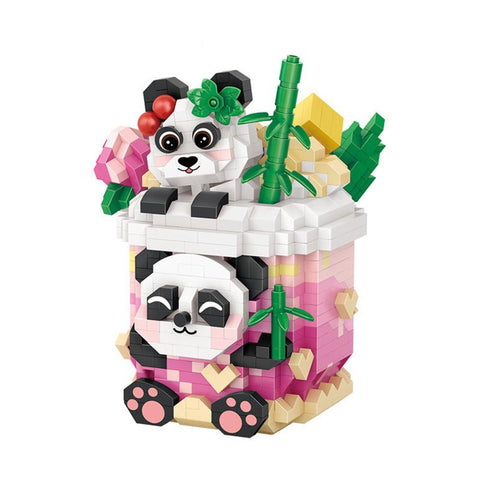 Cute Panda Mini Building Blocks DIY Animal Panda 3D Model Milk Tea Cup-TB01483-Veeddydropshipping