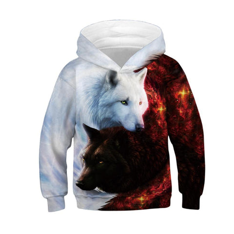 Wolf Tiger 3D Print Boys Hoodies Teens Spring Autumn Outerwear Kids-TB01339-Veeddydropshipping