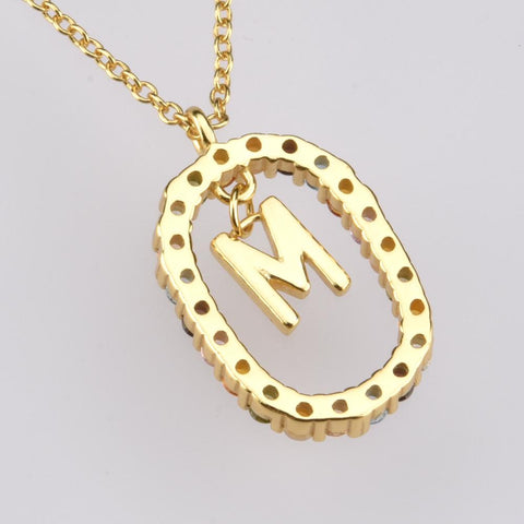 925 Sterling Silver Gold Letters A - Z  Initial Alphabet Long  Necklace  -JW00180-Veeddydropshipping