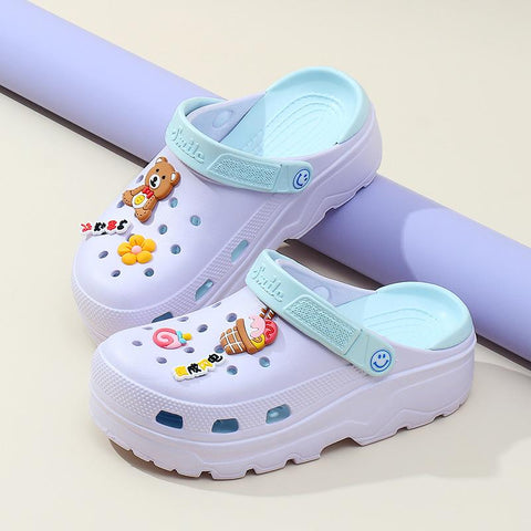 Hole Shoes Beach Sandals Home Shoes New Thick-soled Slippers-BS00843-Veeddydropshipping