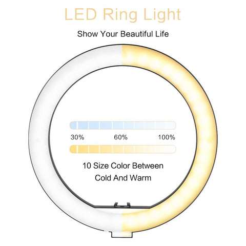 10inch LED Ring Light Cellphone Holder 10 Adjustable Brightness 3-Colored Circle-PA00815-Veeddydropshipping