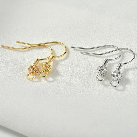 20PCS  earrings DIY accessories hooks findings flower ball spring silver wholesale-JW01590-Veeddydropshipping