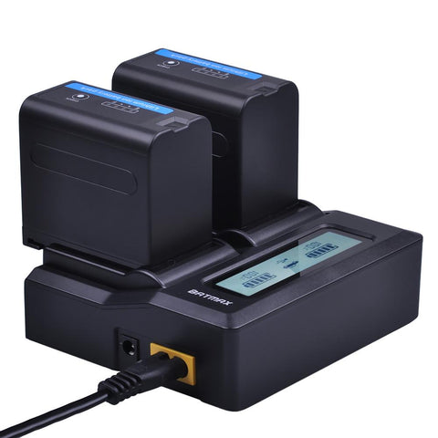 2Pcs 7200mAh NP F970 NP-F960 Power Indicator Battery Batterie +Ultra Fast -CE00496-Veeddydropshipping