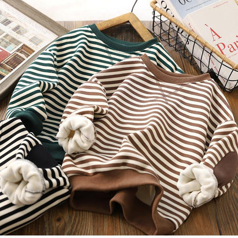 Winter Boys Sweatshirts Long Sleeve Tops for Kids Stripe Girls Sweater-TB01333-Veeddydropshipping