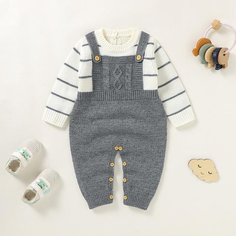 Baby Romper Knitted Solid Newborn Girls Jumpsuit Outfits Long Sleeve-TB00293-Veeddydropshipping