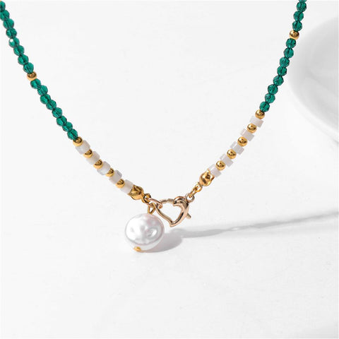 Pearl Pendant Necklace for Women Natural Stone Beaded -JW00174-Veeddydropshipping