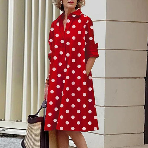 Long Sleeves Turn-down Collar Streetwear Female Dresses-Veeddydropshipping