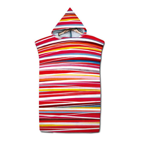Microfiber Stripe Kids Bath Towel with Cloak Adult Beach Changing Robe Poncho -OS00297-Veeddydropshipping