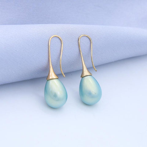 White Teardrop Simulation Pearl Earrings Dangle -JW00290-Veeddydropshipping