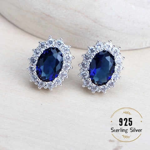 Silver 925 Blue Zirconia   Necklace Earrings Rings Bracelets Pendant Set -JW00194-Veeddydropshipping