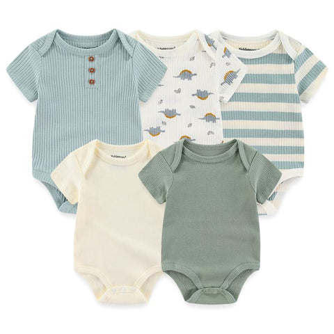 New Born Bodysuits 2023 Unisex 5Pieces Baby Girl Clothes Solid-TB00313-Veeddydropshipping