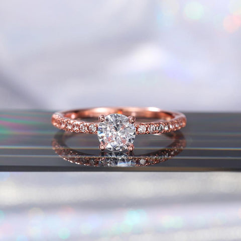 Round Zirconia Luxury Engagement Rings Elegant Jewelry  -JW00580-Veeddydropshipping