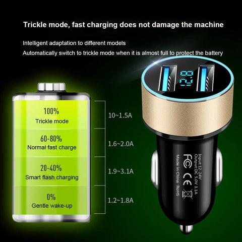Dual USB Car Charger Digital LED   Socket Lighter Phone Charge-Veeddydropshipping