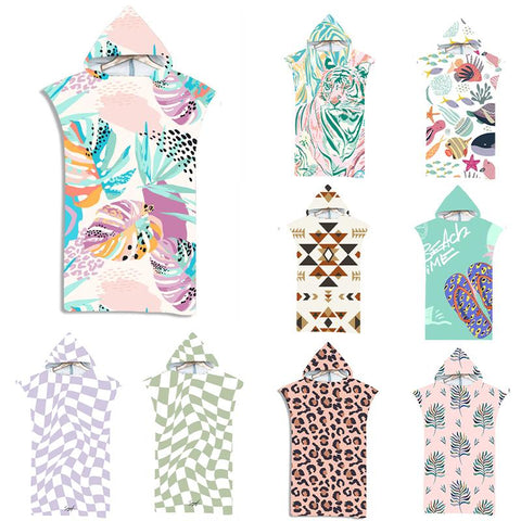 Customizable 3D Microfiber Fabric Quick Dry Hooded Beach Towel Adult Kid  Swimming-OS00177-Veeddydropshipping