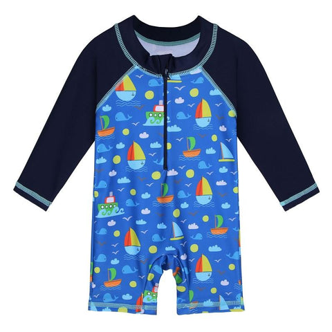 Cartoon Kids Swimwear Long Sleeve Baby Boy Swimwear One Piece Toddler Swimsuit -OS00085-Veeddydropshipping