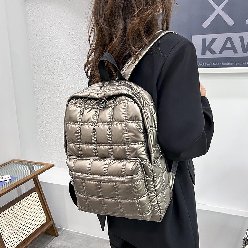 Women's Backpack Quilted Plaid Female School Backpacks-BS00016-Veeddydropshipping