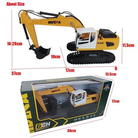 New 6CH Simulated Huina RC Excavator Caterpillar Truck Toy 1:24 Scale Digger-TB01426-Veeddydropshipping