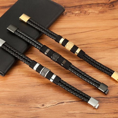 Leather Rope Wrap Special Style Classic Stainless Steel -JW00257-Veeddydropshipping