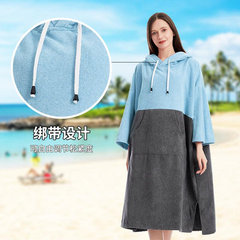 Sun Protection Bathrobe Bath Towel Extra Large Hooded Beach Towel Changing Robe -OS00226-Veeddydropshipping