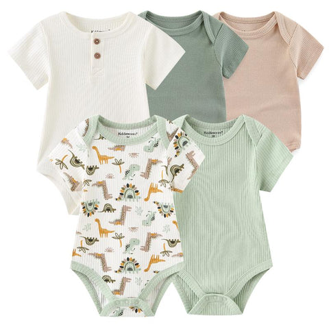 New Born Bodysuits 2023 Unisex 5Pieces Baby Girl Clothes Solid-TB00313-Veeddydropshipping