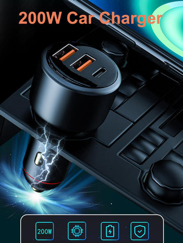 200W USB PD 36W Car Charger 3port Super Fast Charger2.0 100W 65W SuperCharge-PA00059-Veeddydropshipping