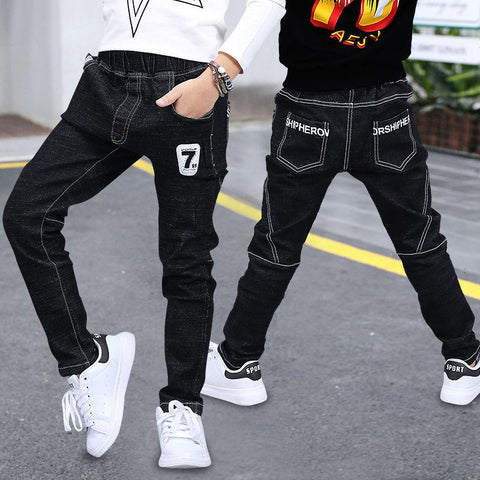 Baby Girls Boys Jeans Demin Legging Elastic Menina Black Pants-TB01298-Veeddydropshipping