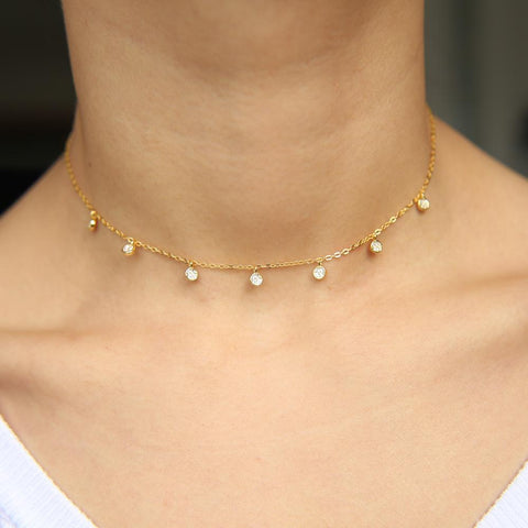 925 Sterling Silver Clear Fashion Dots Drip Drop Pendant Necklace -JW00078- Veeddydropshipping