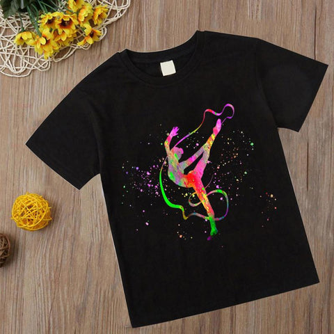 Watercolor Gymnastics T Shirt New Kids Girl Tshirt Kawaii gymnastics art Top-TB01143-Veeddydropshipping