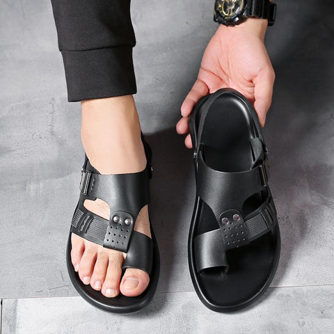 Summer Beach Shoes Male Black Luxury Slippers Outdoor-BS01556-Veeddydropshipping