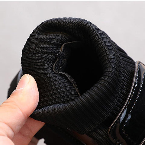 Children Fur Short Ankle Boots Toddlers Girls PU Leather Shoes-TB00140-Veeddydropshipping