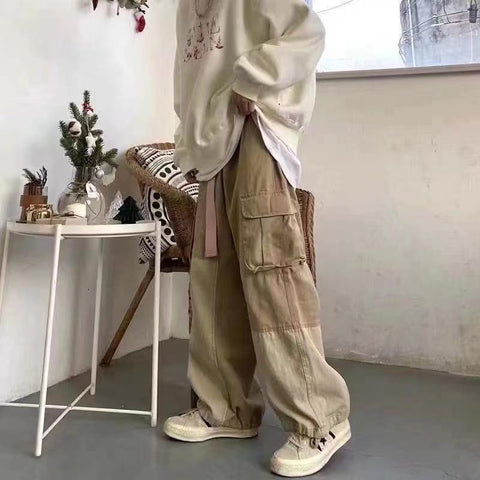 Hip-hop Wide-leg High Waist Loose Slim Straight Gothic Denim Pants-WF00493-Veeddydropshipping