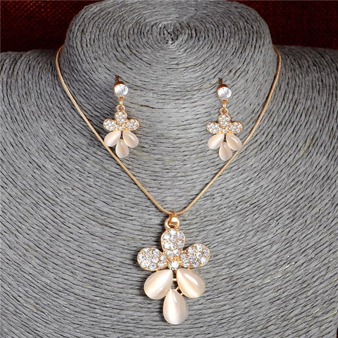 Crystal Jewelry Set  Classic Round Pendant Wedding Jewelry Set -JW00302-Veeddydropshipping