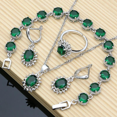 Silver 925 Jewelry Sets for Women Natural Blue Sapphire Stone -JW00049-Veeddydropshipping